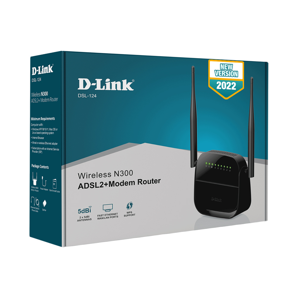 مودم روتر ADSL2 Plus بی سیم N300 دی-لینک مدل DSL-124 New